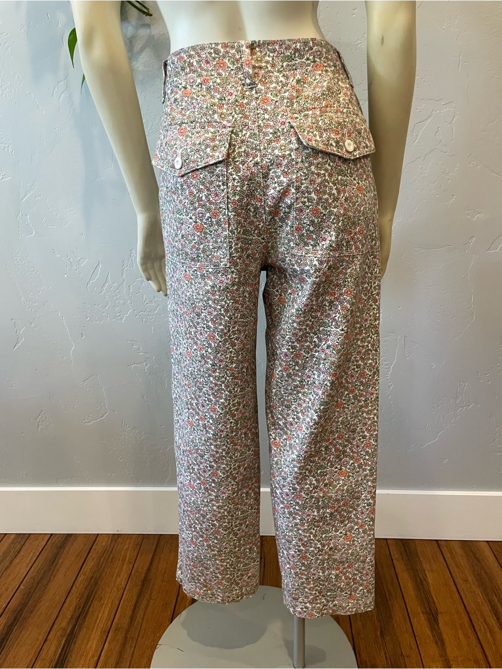 New Brixton High-Waist 100% cotton Floral Straight-Leg cargo Pants - 26